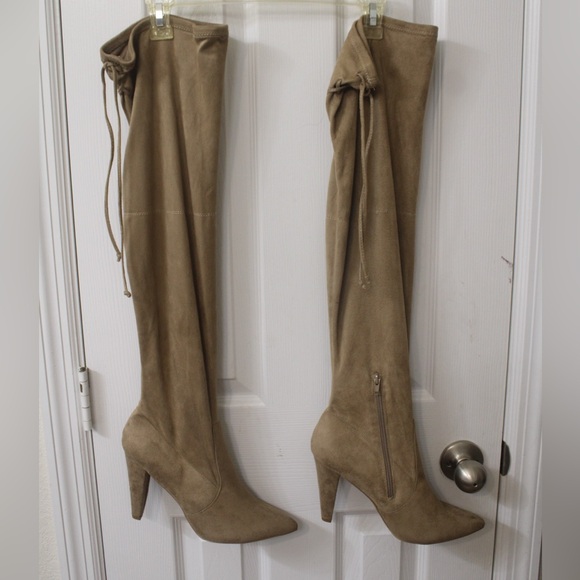 French Connection Shoes - French Connection Size 11 Tan Faux Suede Over-the-Knee Boots w/4”Stiletto Heel